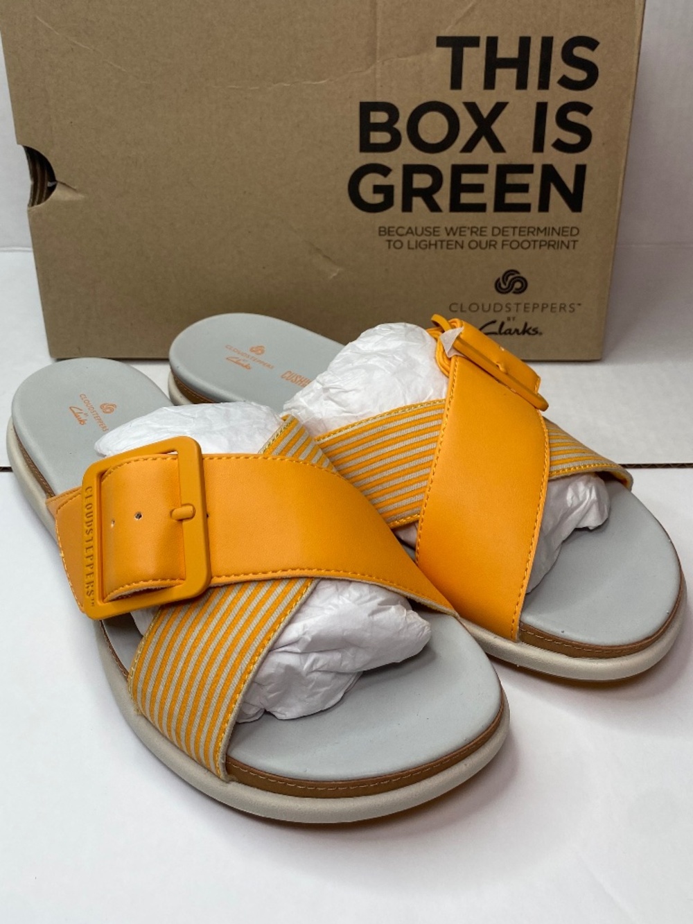 Clarks CloudSteppers Women's Eliza April Slide Sandal Size 7.5 WIDE NIB